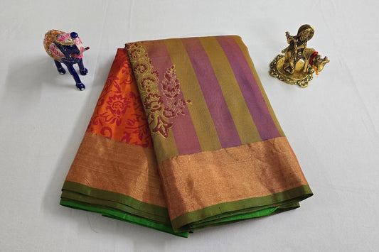 Block printed Light weight Kanjivaram Silk Saree by Shreenivas Silks PSSR015601