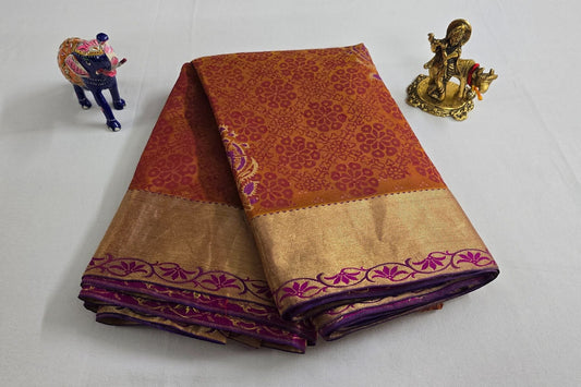 Block printed Light weight Kanjivaram Silk Saree by Shreenivas Silks PSSR015606