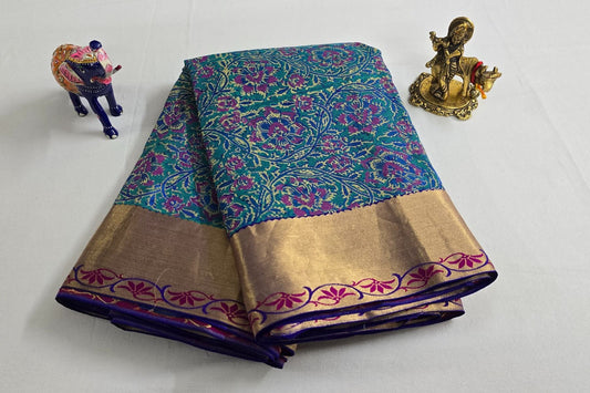 Block printed Light weight Kanjivaram Silk Saree by Shreenivas Silks PSSR015609