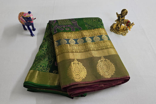 Block printed Light weight Kanjivaram Silk Saree by Shreenivas Silks PSSR015610