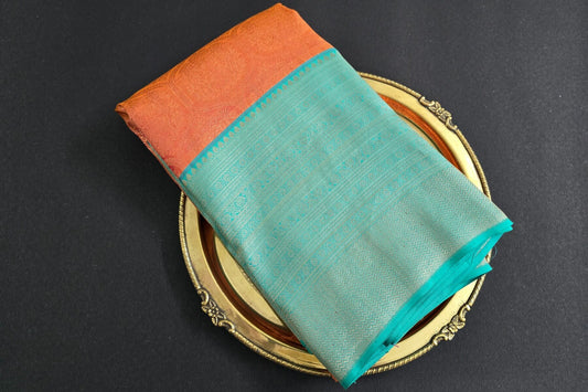 Reddish Orange Kanjivaram Silk Saree by Tharakaram PSTK04059