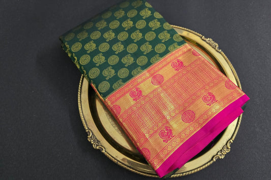 Deep Green Kanjivaram Silk Saree by Tharakaram PSTK04060