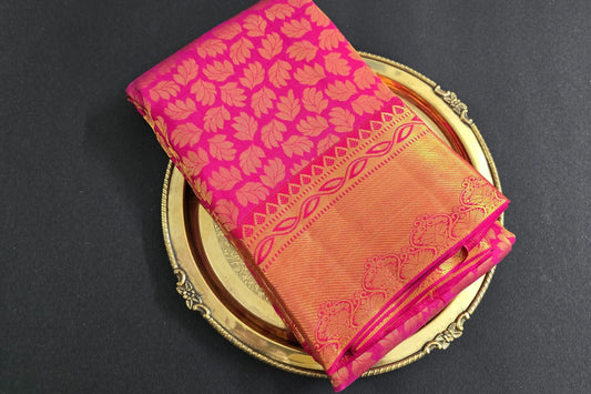 Bridal Reddish Pink Kanjivaram Silk Saree by Tharakaram PSTK04061