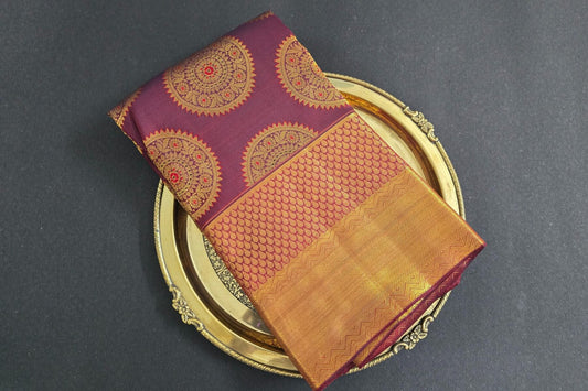 Deep Brown Kanjivaram Silk Saree by Tharakaram PSTK04085