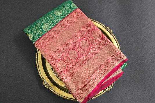 Dark Green Kanjivaram Silk Saree by Tharakaram PSTK04096