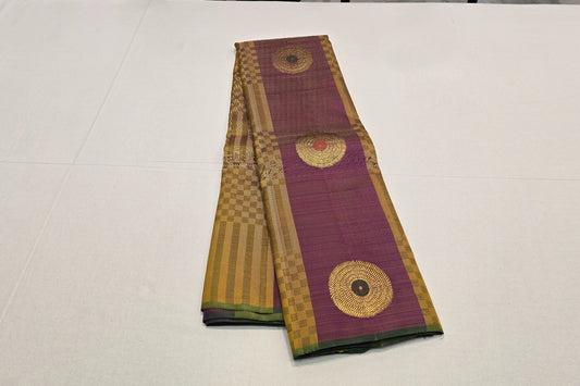 Pure Kanjivaram silk saree for South Indian wedding, with motifs