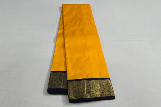 Plain mango yellow Kanchipuram silk saree