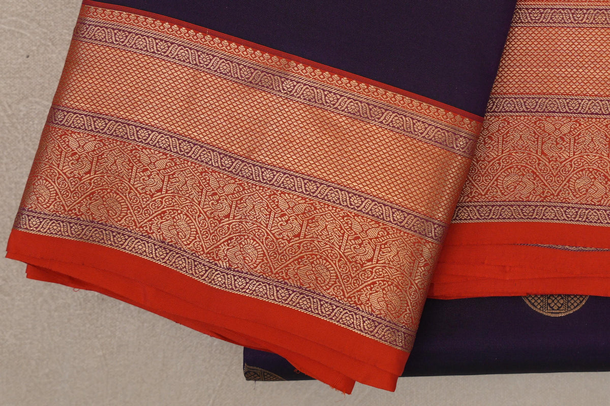 Deep Purple Soft Silk Saree border zoom