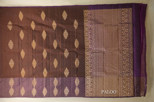 Coffee Brown with Dark Magenta Borders Light Weight Kanjivaram Silk Saree by Shreenivas Silks PSSR018803 - Parisera