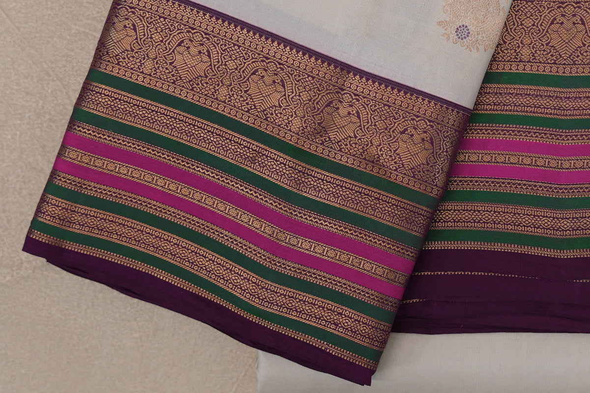 Light Beige Soft Silk Saree border zoom