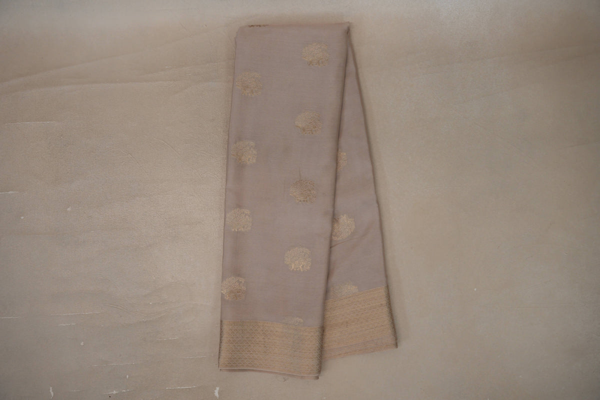Dark Beige Mysore Silk Saree by Shreenivas Silks