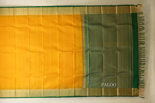 Mango Yellow Light Weight Kanjivaram Silk Saree paloo
