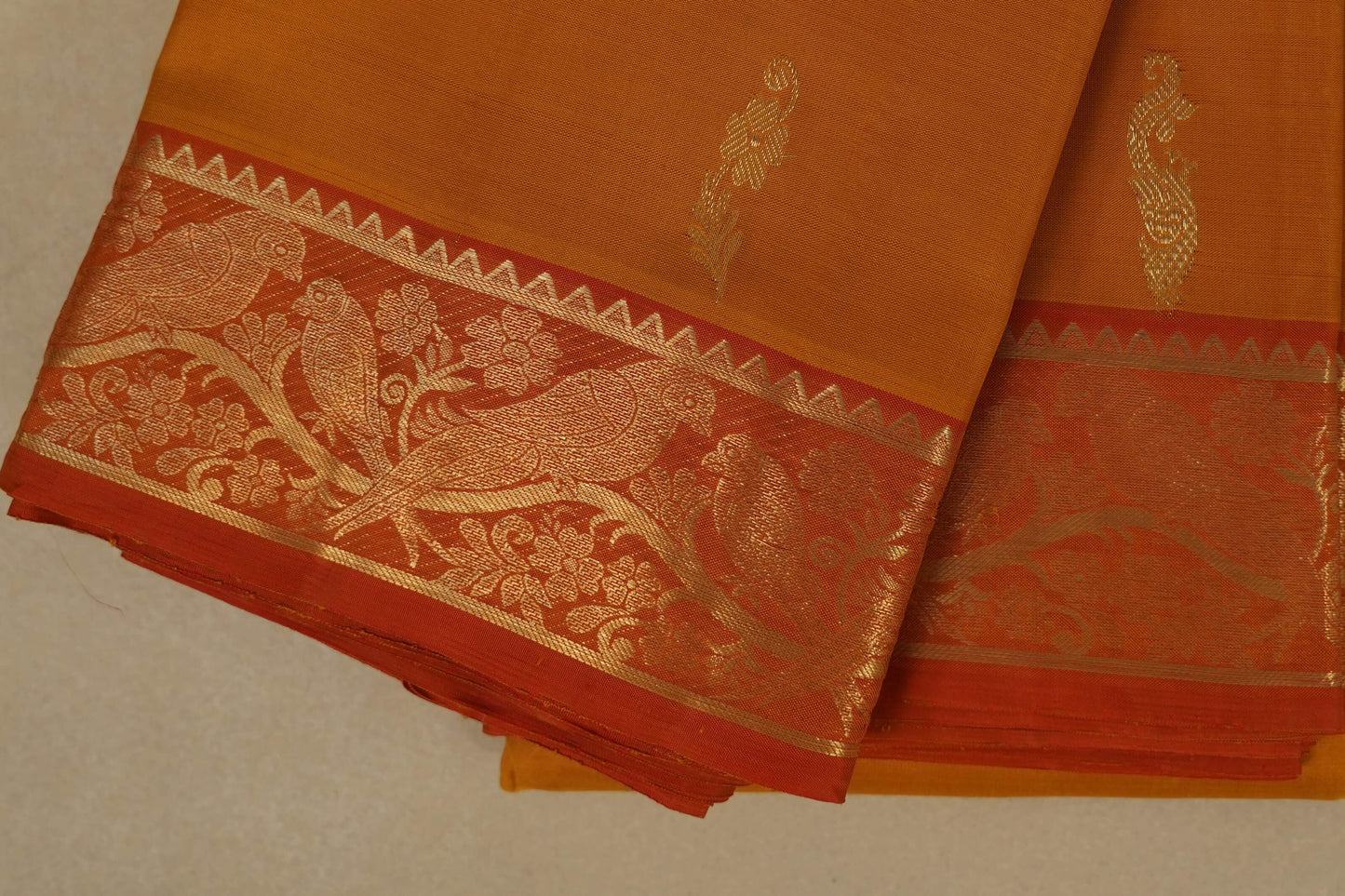 Mustard Kanchipuram Silk Saree border