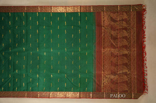 Green Kanjivaram Silk Saree paloo