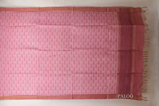 Salmon Pink Bhagalpur Tussar silk saree by Shreenivas silks PSSR018836