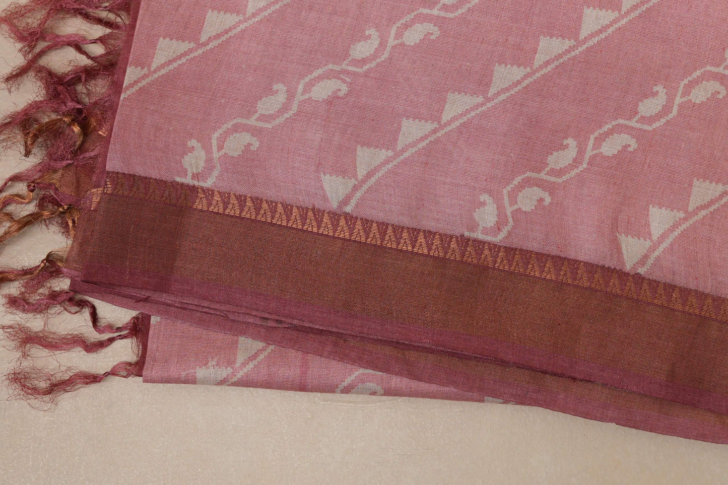 Flamingo pink with amarnath pink borders Bhagalpur Tussar silk saree by Shreenivas silks PSSR018838 - Parisera