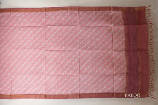 Flamingo Pink with amarnath pink borders Tussar silk saree paloo