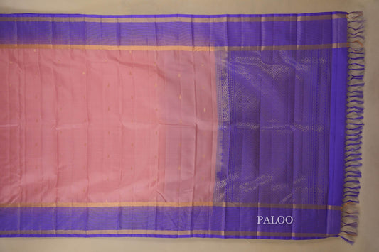 Baby Pink Light weight Kanjivaram Silk Saree paloo