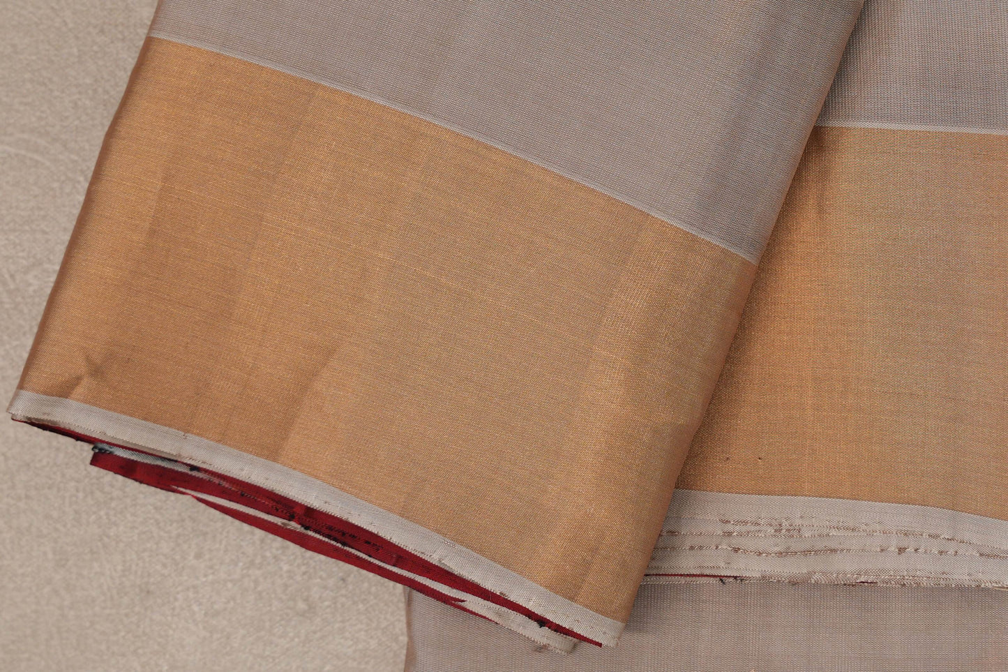 Dark Beige with Deep Maroon Borders Light Weight Kanchipuram Silk Saree by Shreenivas Silks PSSR0110023