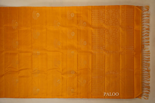 Mustard Light Weight Kanjivaram Silk Saree paloo