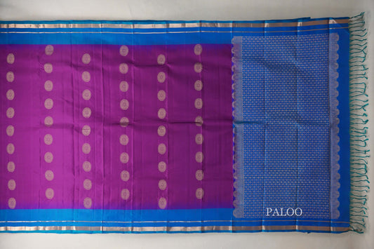 Deep Magenta Light Weight Kanchipuram Silk Saree paloo