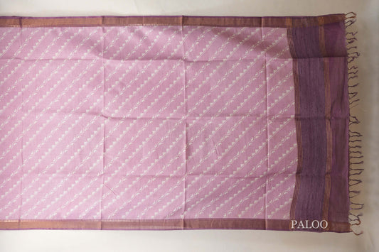 Pastel lavender with Deep Violet borders Bhagalpur Tussar silk saree by Shreenivas silks PSSR018844