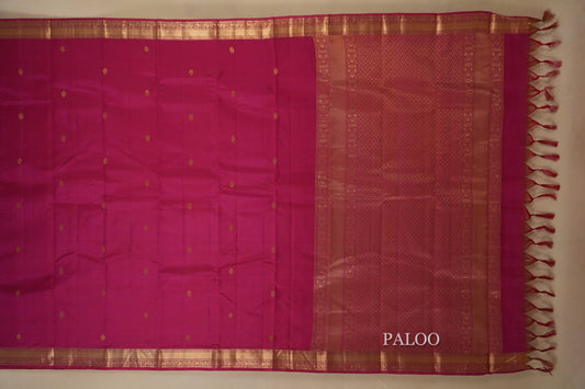Pink Light Weight Kanjivaram Silk Saree paloo