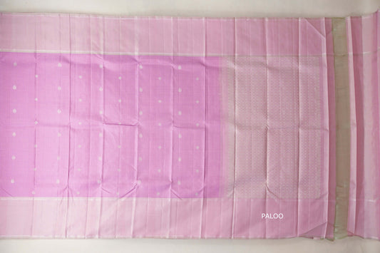 Light Lavender with greenish pink border Vintage Kanjivaram Silk Saree paloo