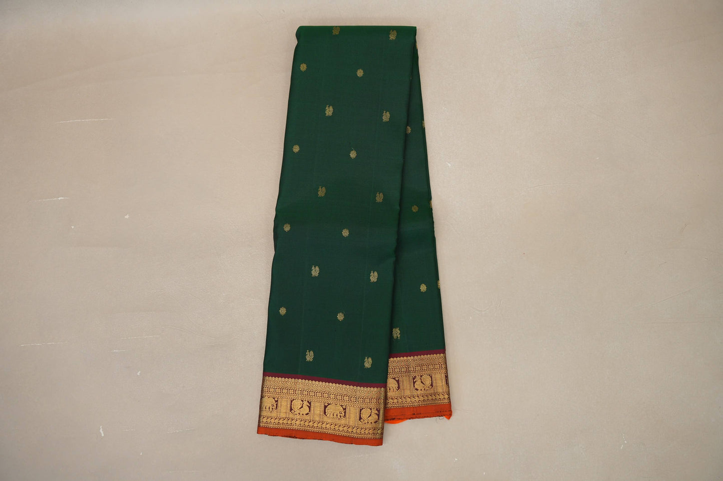 Bottle Green with Maroon border Vintage Kanjivaram Silk Saree by Shreenivas Silks PSSR018867