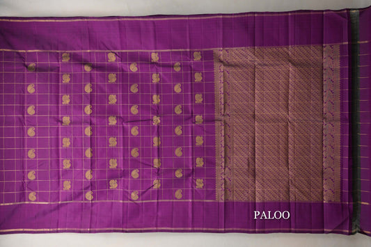 Deep Purple Vintage Kanjivaram Silk Saree paloo