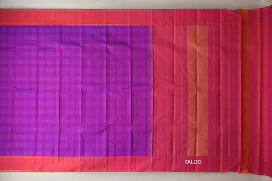 Magenta with Orange border Vintage Kanjivaram Silk Saree paloo
