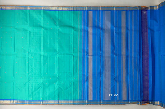 Rama green Vintage Kanjivaram Silk Saree paloo