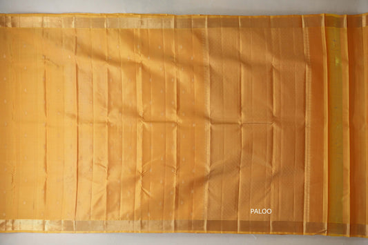 Light Lemon Yellow Vintage Kanjivaram Silk Saree by Shreenivas Silks paloo