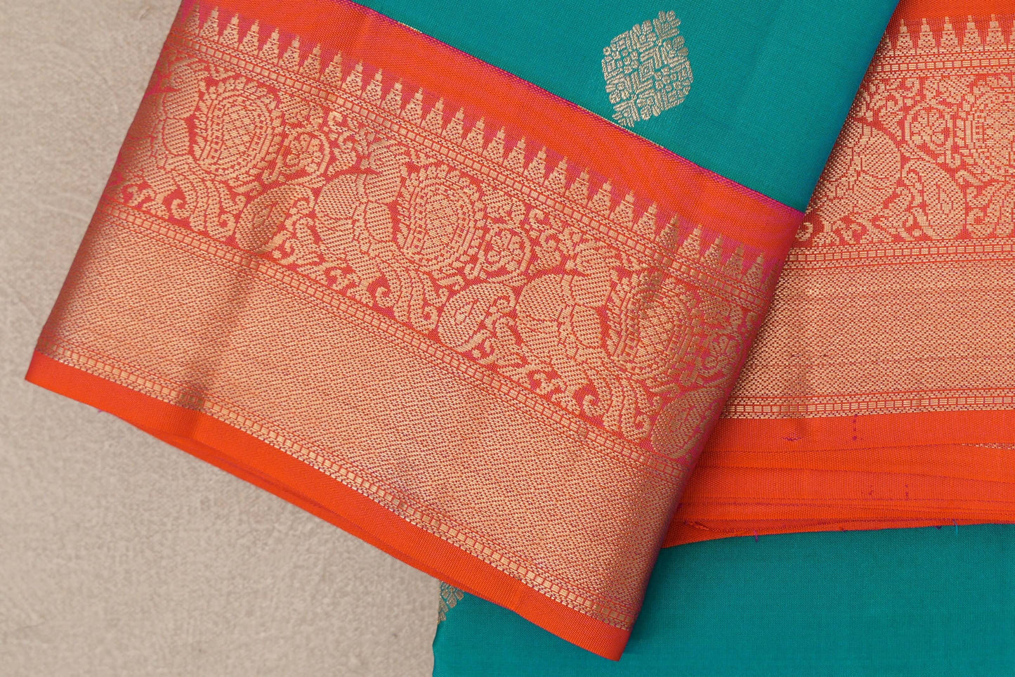 Rama Green Soft Silk Saree border zoom