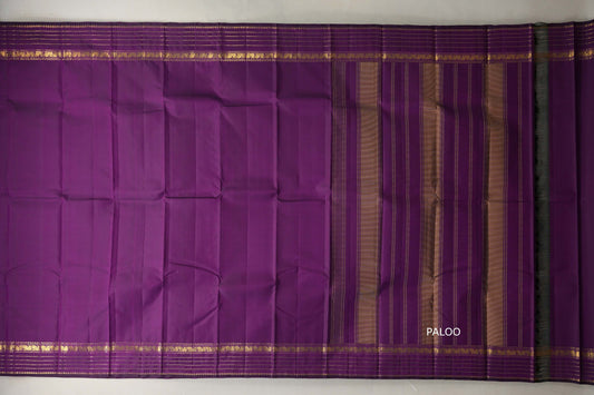 Deep Purple Vintage Kanjivaram Silk Saree paloo