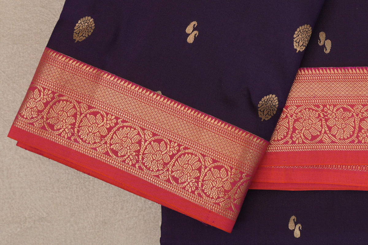 Deep Purple Soft Silk Saree border zoom