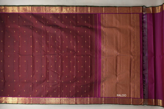 Burgundy Maroon with magenta borders Vintage Kanjivaram Silk Saree paloo