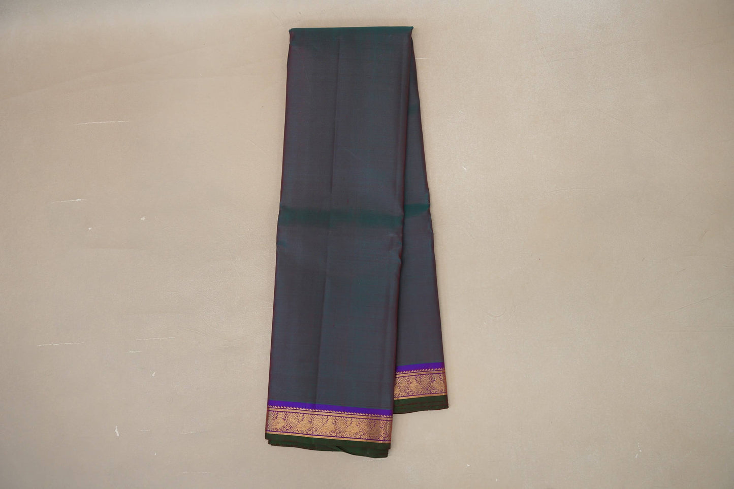 Peacock Green with purple border Vintage Kanjivaram Silk Saree by Shreenivas Silks PSSR018880