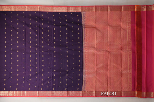 Deep Purple Soft Silk Saree paloo