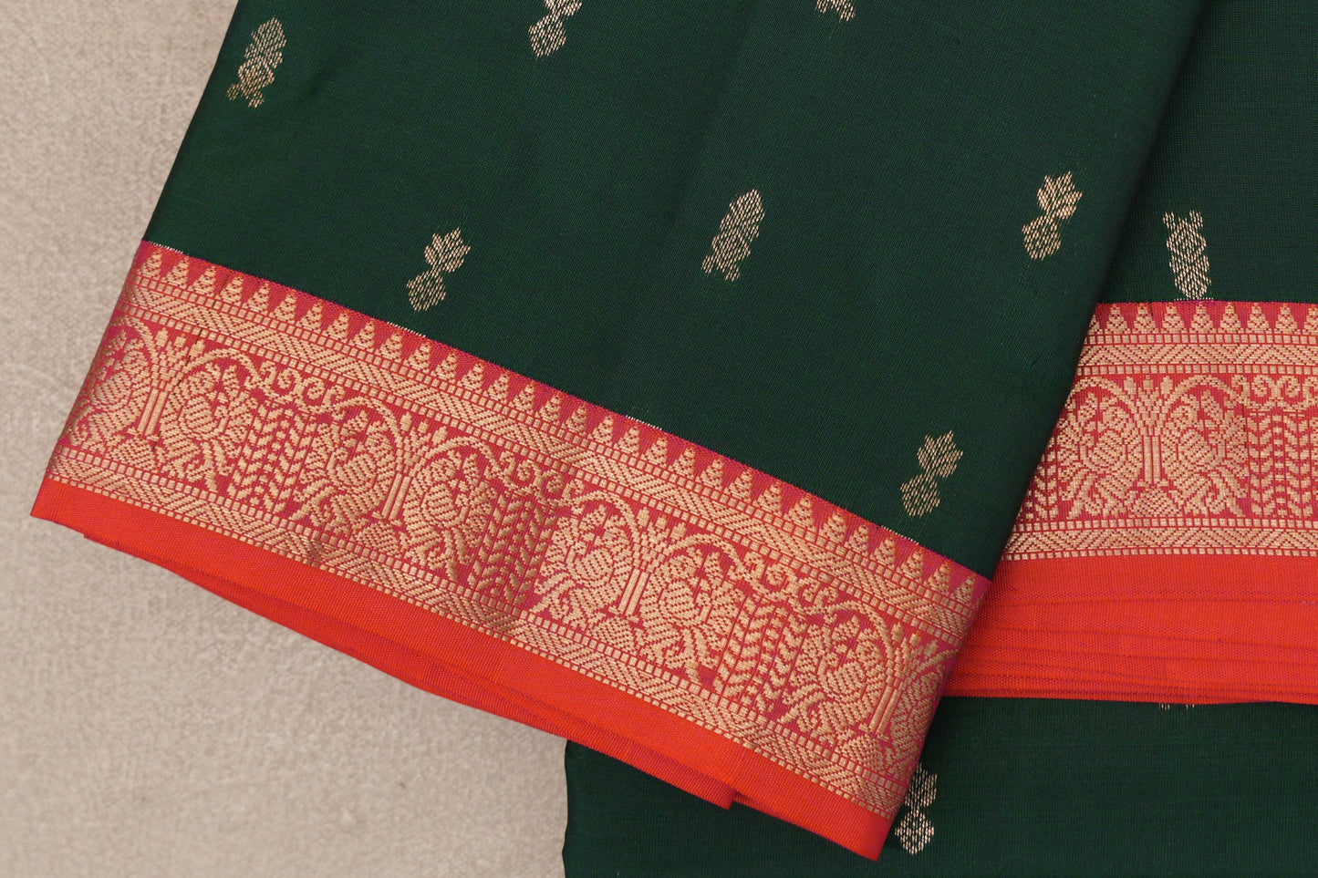 Deep Bottle Green Soft Silk Saree border zoom