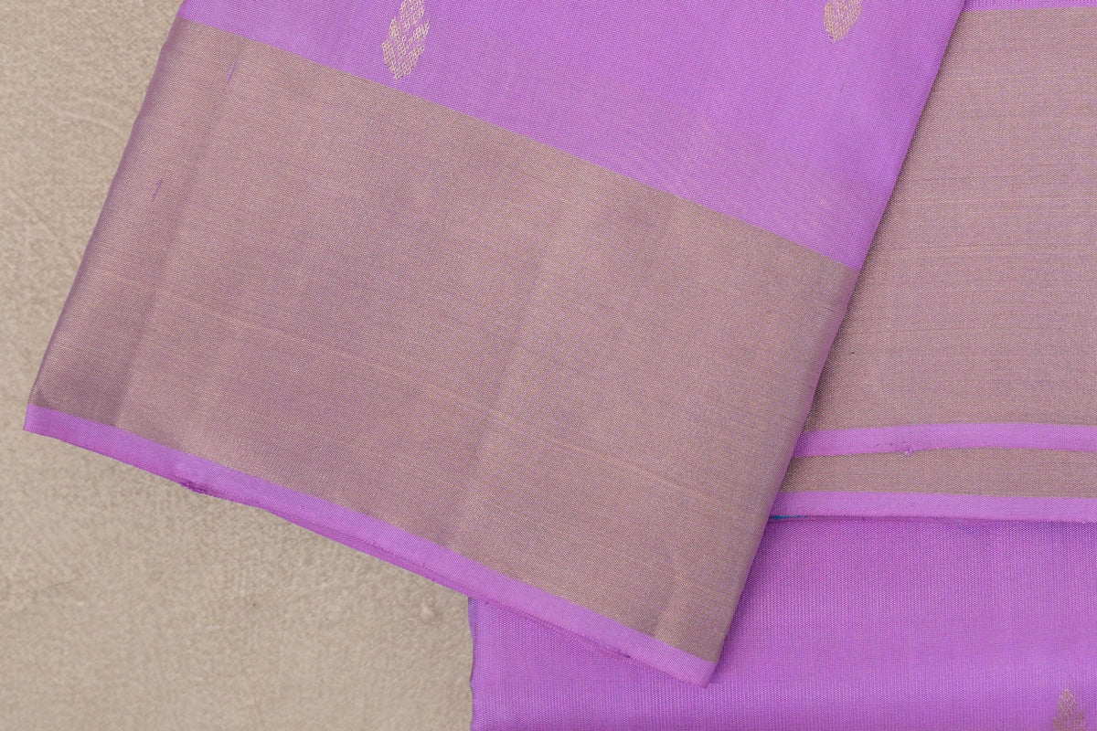 Lavender Pink Light Weight Kanchipuram Silk Saree border zoom
