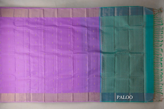 Lavender Pink Light Weight Kanchipuram Silk Saree paloo