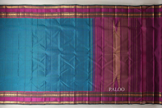 Multi Color with Magenta Borders Vintage Kanjivaram Silk Saree by Shreenivas Silks PSSR018888 - Parisera