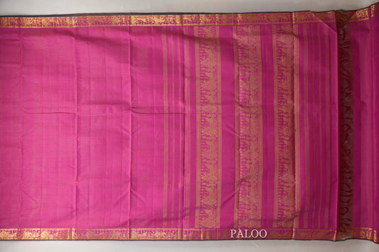 Rani Pink Ten Yards Silk Saree paloo
