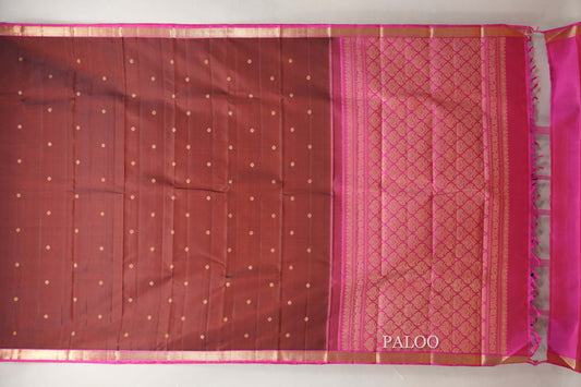 Reddish Brown Vintage Kanjivaram Silk Saree paloo