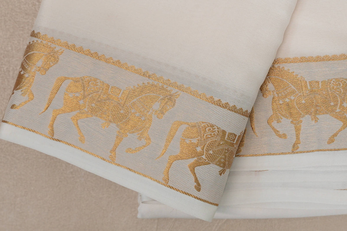Milk White Mysore Silk Saree by Shreenivas Silks PSSR0110108
