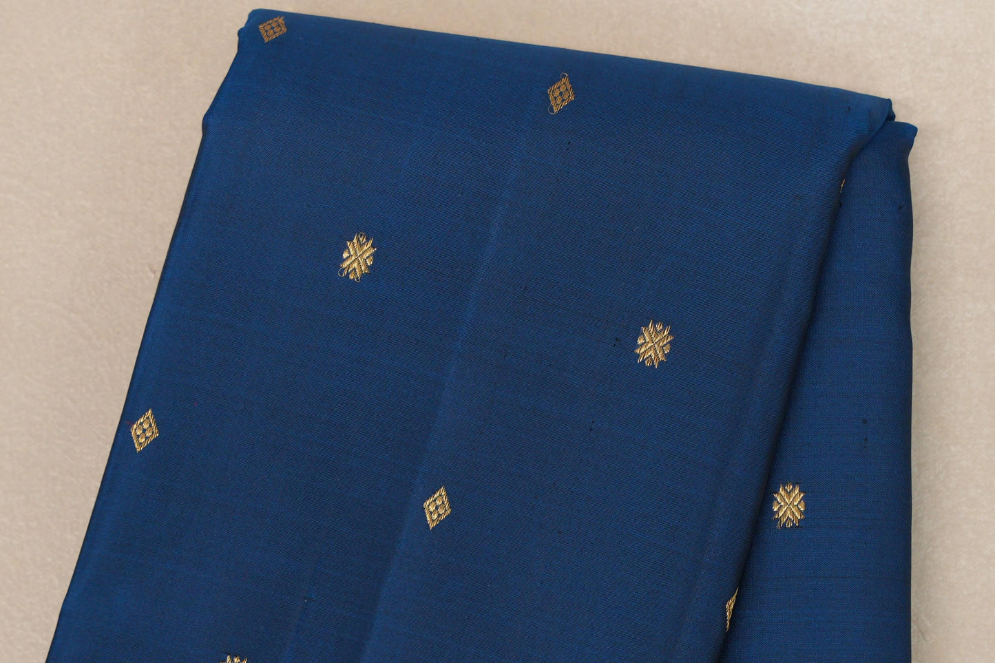 Deep Teal Blue Vintage Kanjivaram Silk Saree by Shreenivas Silk body