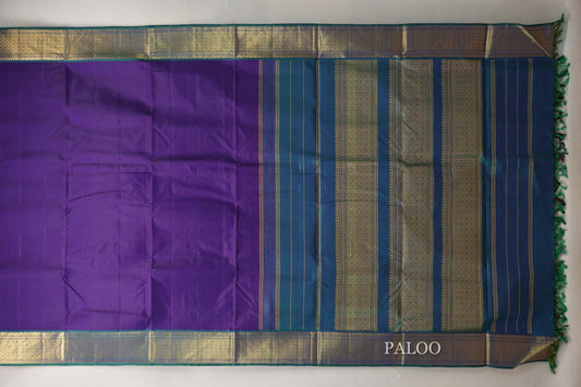 Deep Violet Ten Yards Silk Saree paloo