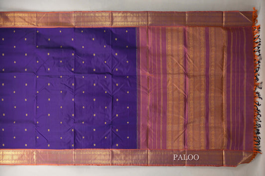 Deep Violet Ten Yards Silk Saree paloo