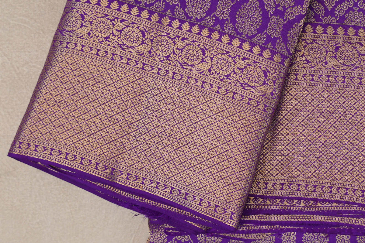 Violet Purple Kanjivaram Silk Saree border